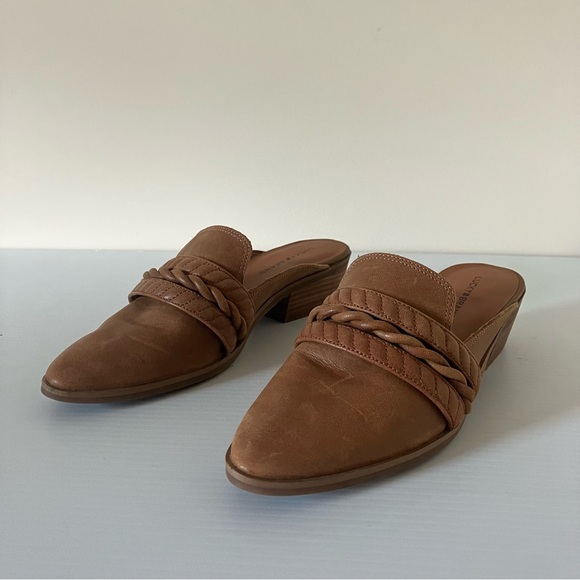 Lucky Brand Melaida Brown Leather Braided Strap slip-on mules size 7 - Picture 7 of 7